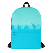 Load image into Gallery viewer, Backpack Aqua Blue Moose Silhouette