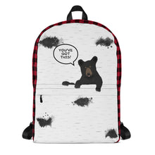 Load image into Gallery viewer, Backpack Red Plaid Bear Climbing Out