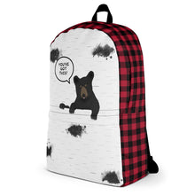 Load image into Gallery viewer, Backpack Red Plaid Bear Climbing Out