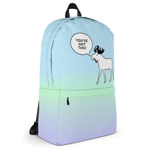 Load image into Gallery viewer, Backpack Blue Lime Green Periwinkle You've Got This Moose on Top