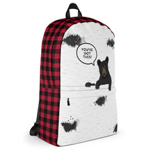 Load image into Gallery viewer, Backpack Red Plaid Bear Climbing Out
