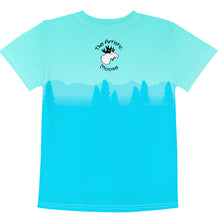 Load image into Gallery viewer, Kids Crew Neck T-shirt Aqua Medium Blue Moose Silhouette
