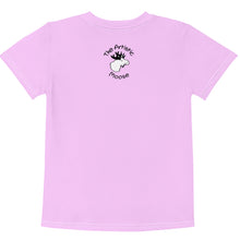 Load image into Gallery viewer, Kids Crew Neck T-shirt Bright Pink Bear Reading Periwinkle Book