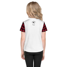 Load image into Gallery viewer, Kids Crew Neck T-shirt Red Plaid Time For A Bear Hug