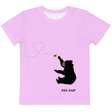 Load image into Gallery viewer, Kids Crew Neck T-shirt Bright Pink Bee Kind