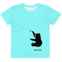 Load image into Gallery viewer, Kids Crew Neck T-shirt Aqua Bee Kind