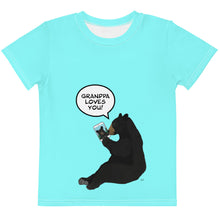 Load image into Gallery viewer, Kids Crew Neck T-shirt Aqua Grandpa Loves You