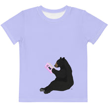 Load image into Gallery viewer, Kids Crew Neck T-shirt Periwinkle Bear Reading