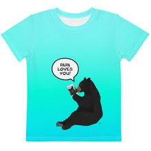 Load image into Gallery viewer, Kids Crew Neck T-shirt Aqua Green Blue Papa Loves You