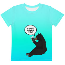 Load image into Gallery viewer, Kids Crew Neck T-shirt Aqua Green Blue Nanny Loves You