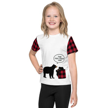 Load image into Gallery viewer, Kids Crew Neck T-shirt Red Plaid Time For A Bear Hug