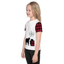 Load image into Gallery viewer, Kids Crew Neck T-shirt Red Plaid Time For A Bear Hug