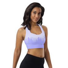 Load image into Gallery viewer, Longline Sports Bra Periwinkle Moose Silhouette