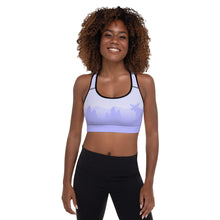Load image into Gallery viewer, Padded Sports Bra Periwinkle Moose Silhouette