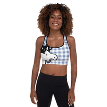 Load image into Gallery viewer, Padded Sports Bra Blue Plaid Moose