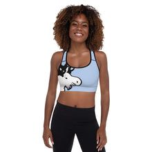 Load image into Gallery viewer, Padded Sports Bra Blue The Artistic Moose