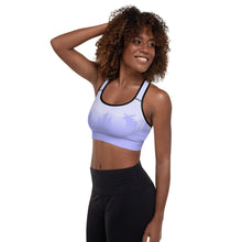 Load image into Gallery viewer, Padded Sports Bra Periwinkle Moose Silhouette
