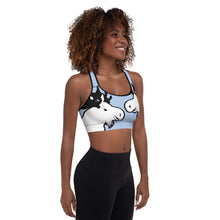 Load image into Gallery viewer, Padded Sports Bra Blue The Artistic Moose