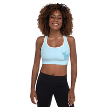 Load image into Gallery viewer, Padded Sports Bra Blue Moose Silhouette