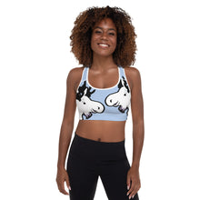 Load image into Gallery viewer, Padded Sports Bra Blue The Artistic Moose