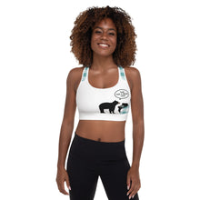 Load image into Gallery viewer, Padded Sports Bra Aqua Plaid Bear Time For A Bear Hug