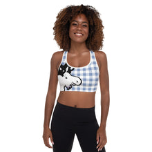 Load image into Gallery viewer, Padded Sports Bra Blue Plaid Moose