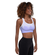 Load image into Gallery viewer, Padded Sports Bra Periwinkle Moose Silhouette