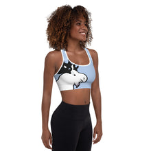 Load image into Gallery viewer, Padded Sports Bra Blue The Artistic Moose