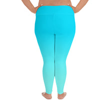 Load image into Gallery viewer, Plus Size Leggings Aqua Blue Gradient Moose Silhouette