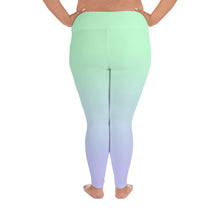 Load image into Gallery viewer, Plus Size Leggings Blue Lime Green Periwinkle Moose Silhouette