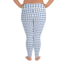 Load image into Gallery viewer, Plus Size Leggings Blue Plaid 2XL