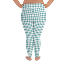 Load image into Gallery viewer, Plus Size Leggings Aqua Plaid 2XL