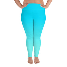 Load image into Gallery viewer, Plus Size Leggings Aqua Blue Gradient Moose Silhouette