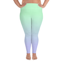 Load image into Gallery viewer, Plus Size Leggings Blue Lime Green Periwinkle Moose Silhouette