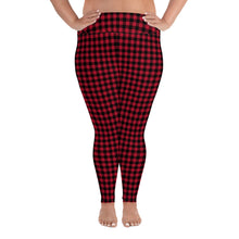 Load image into Gallery viewer, Plus Size Leggings Red Plaid 2XL