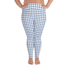 Load image into Gallery viewer, Plus Size Leggings Blue Plaid 2XL