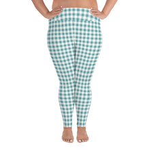 Load image into Gallery viewer, Plus Size Leggings Aqua Plaid 2XL