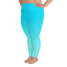 Load image into Gallery viewer, Plus Size Leggings Aqua Blue Gradient Moose Silhouette