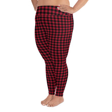 Load image into Gallery viewer, Plus Size Leggings Red Plaid 2XL