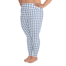 Load image into Gallery viewer, Plus Size Leggings Blue Plaid 2XL