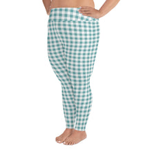 Load image into Gallery viewer, Plus Size Leggings Aqua Plaid 2XL