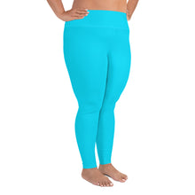 Load image into Gallery viewer, Plus Size Leggings Aqua Blue Moose Silhouette