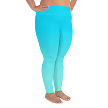 Load image into Gallery viewer, Plus Size Leggings Aqua Blue Gradient Moose Silhouette