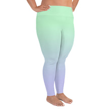 Load image into Gallery viewer, Plus Size Leggings Blue Lime Green Periwinkle Moose Silhouette