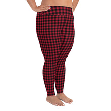 Load image into Gallery viewer, Plus Size Leggings Red Plaid 2XL