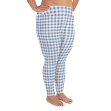 Load image into Gallery viewer, Plus Size Leggings Blue Plaid 2XL