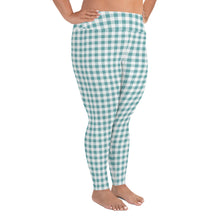 Load image into Gallery viewer, Plus Size Leggings Aqua Plaid 2XL