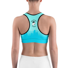 Load image into Gallery viewer, Sports Bra Aqua Blue Moose Silhouette