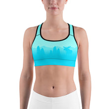 Load image into Gallery viewer, Sports Bra Aqua Blue Moose Silhouette