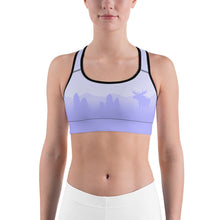 Load image into Gallery viewer, Sports Bra Periwinkle Moose Silhouette